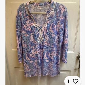 Lilly Pulitzer Kaia Knit Tunic in Coastal Blue “Maybe Gator” Size M. EUC